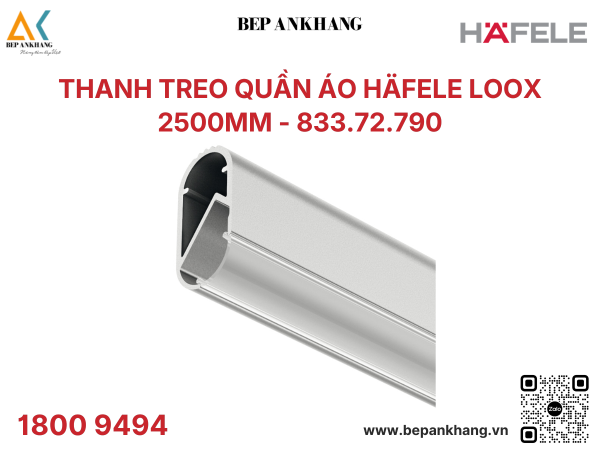 Thanh treo quần áo Häfele Loox - 2500mm - 833.72.790